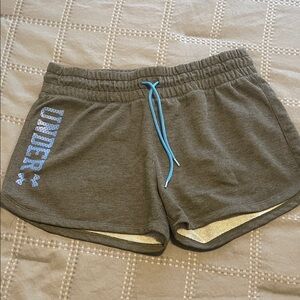 Under Armour Women's Charcoal Athletic Shorts with Light Blue Drawstring